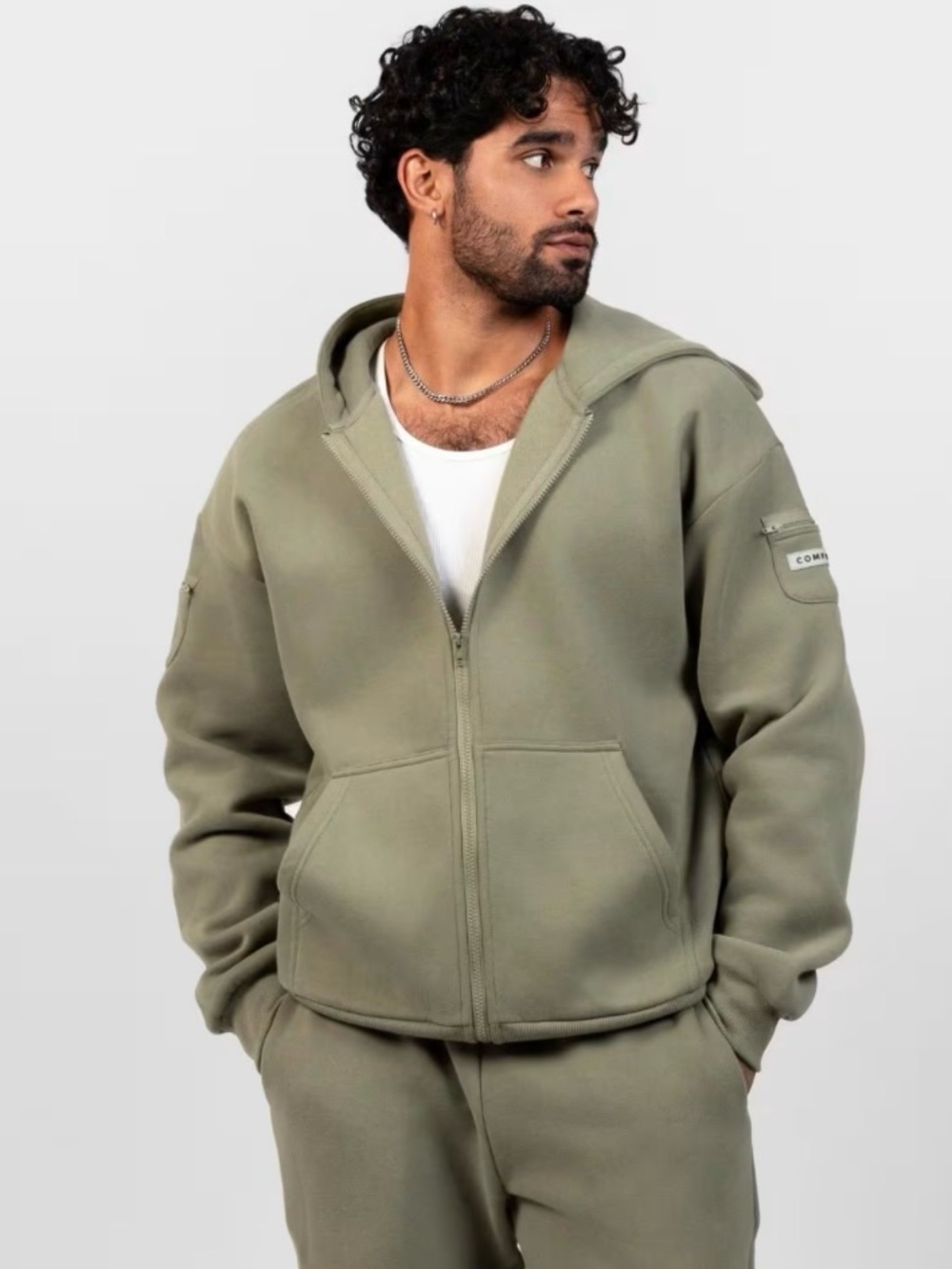 Comfrt Travel Essentials Zip Hoodie, moss colorway, sz Xs new!